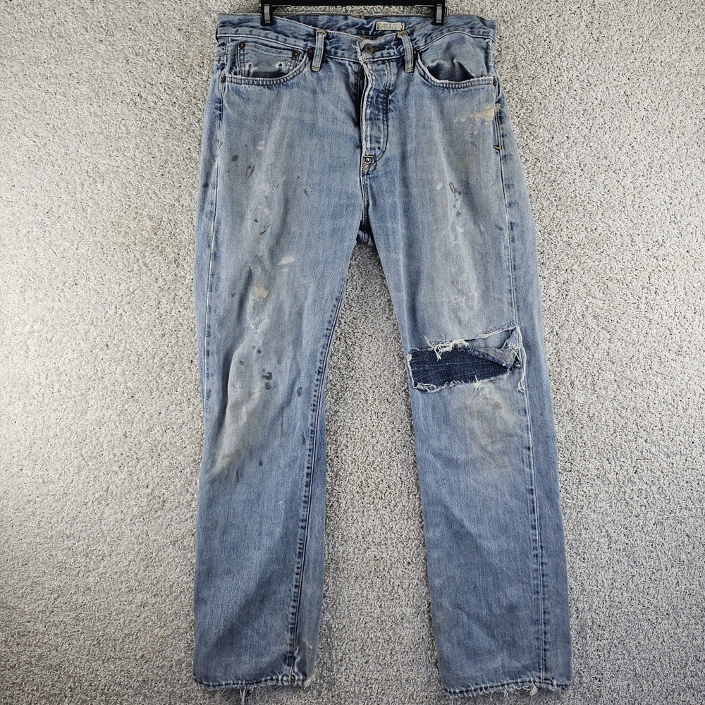 Polo Ralph Lauren Vintage Classic 67 Button Fly Denim Jeans Size 32x32 Thrashed